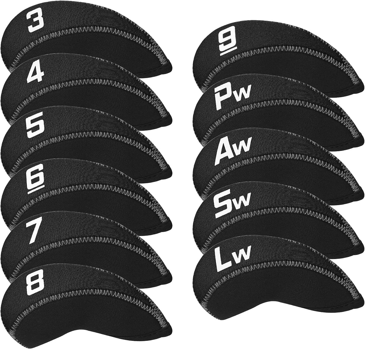 Craftsman Golf 11pcs/set Neoprene Iron Headcover Set With Large No. - Black
