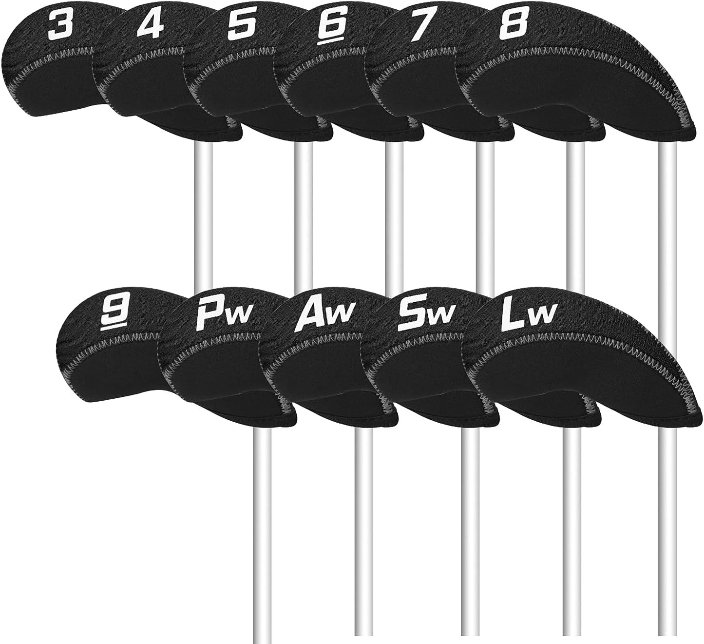 Craftsman Golf 11pcs/set Neoprene Iron Headcover Set With Large No. - Black