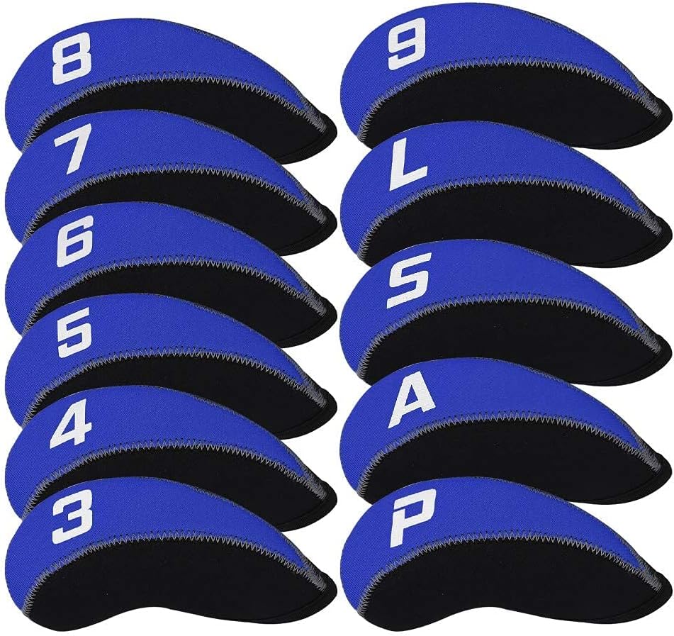 Craftsman Golf 11pcs/set Neoprene Iron Headcover Set With Large No. - Blue & Black