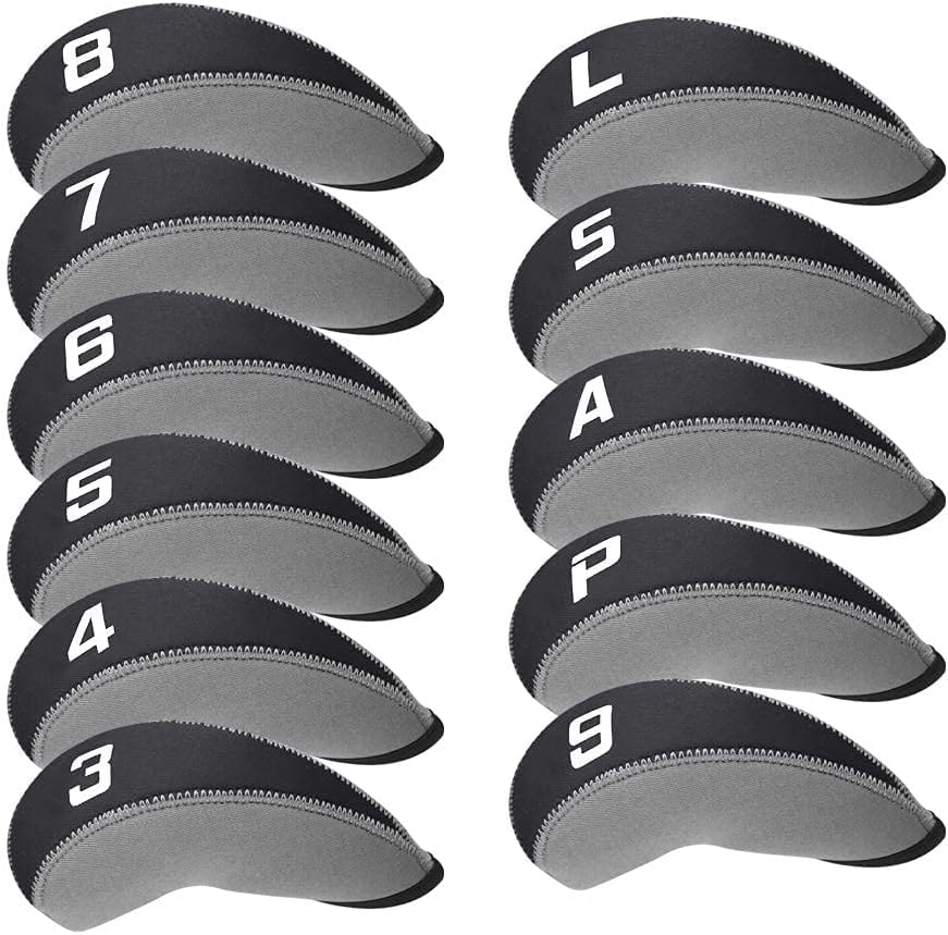 Craftsman Golf 11pcs/set Neoprene Iron Headcover Set With Large No. - Gray & Black
