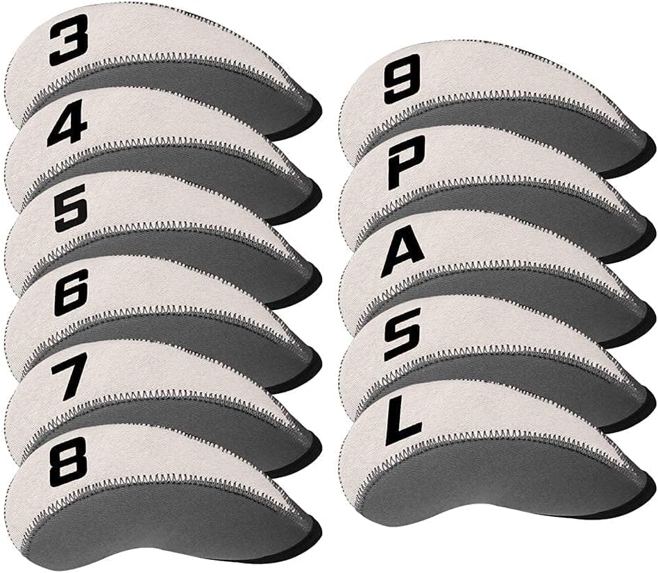 Craftsman Golf 11pcs/set Neoprene Iron Headcover Set With Large No. - Gray & White