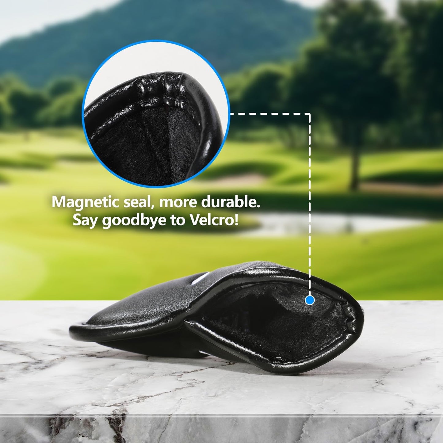 Double-Sided Embroidered Golf Iron Covers Magnetic Synthetic Leather For Left & Right-Handed Clubs. Waterproof, Scratch-Resistant, And Durable Daily Protection. - 10 Pack - Black