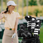 Double-Sided Embroidered Golf Iron Covers Magnetic Synthetic Leather For Left & Right-Handed Clubs. Waterproof, Scratch-Resistant, And Durable Daily Protection. - 10 Pack - Black