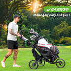 Easego Golf Push Cart 3 Wheel : Golf Bag Cart Foldable With Phone Holder/cup/umbrella Holder Compact Golf Pull Carts Quick Fold Golf Caddy Push Carts With Large Wheelbase For Different Terrain - Black