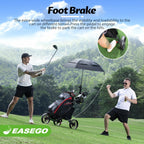 Easego Golf Push Cart 3 Wheel : Golf Bag Cart Foldable With Phone Holder/cup/umbrella Holder Compact Golf Pull Carts Quick Fold Golf Caddy Push Carts With Large Wheelbase For Different Terrain - Black