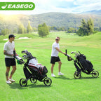 Easego Golf Push Cart 3 Wheel : Golf Bag Cart Foldable With Phone Holder/cup/umbrella Holder Compact Golf Pull Carts Quick Fold Golf Caddy Push Carts With Large Wheelbase For Different Terrain - Black