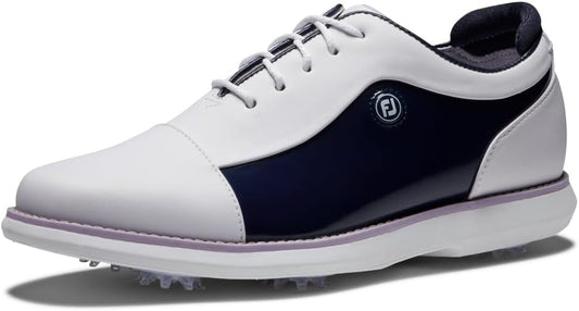 Footjoy Women's Traditions Cap Toe Golf Shoes- Previous Season - White/navy Patent Cap Toe