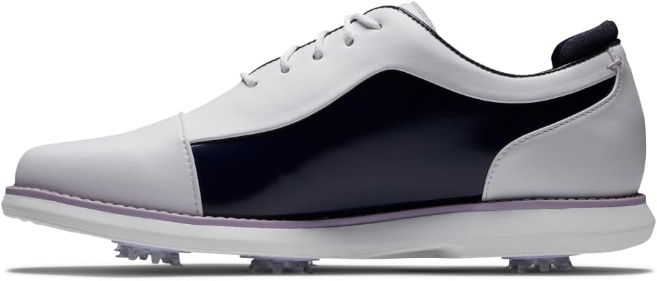 Footjoy Women's Traditions Cap Toe Golf Shoes- Previous Season - White/navy Patent Cap Toe