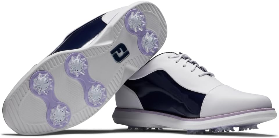 Footjoy Women's Traditions Cap Toe Golf Shoes- Previous Season - White/navy Patent Cap Toe