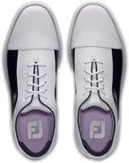 Footjoy Women's Traditions Cap Toe Golf Shoes- Previous Season - White/navy Patent Cap Toe