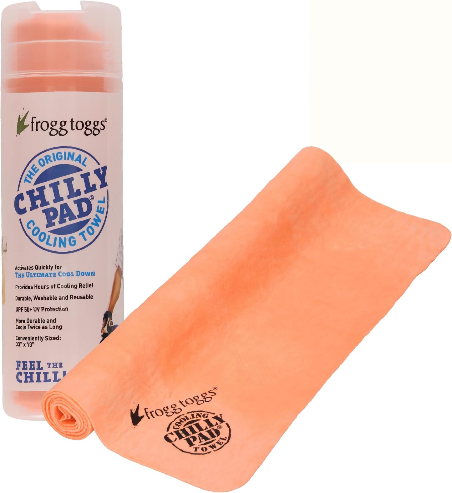 Frogg Toggs Chilly Pad, Instant Cooling Towel, Long Lasting, Reusable, Sports And Outdoors Neck Towel 33x13 - Hivis Orange