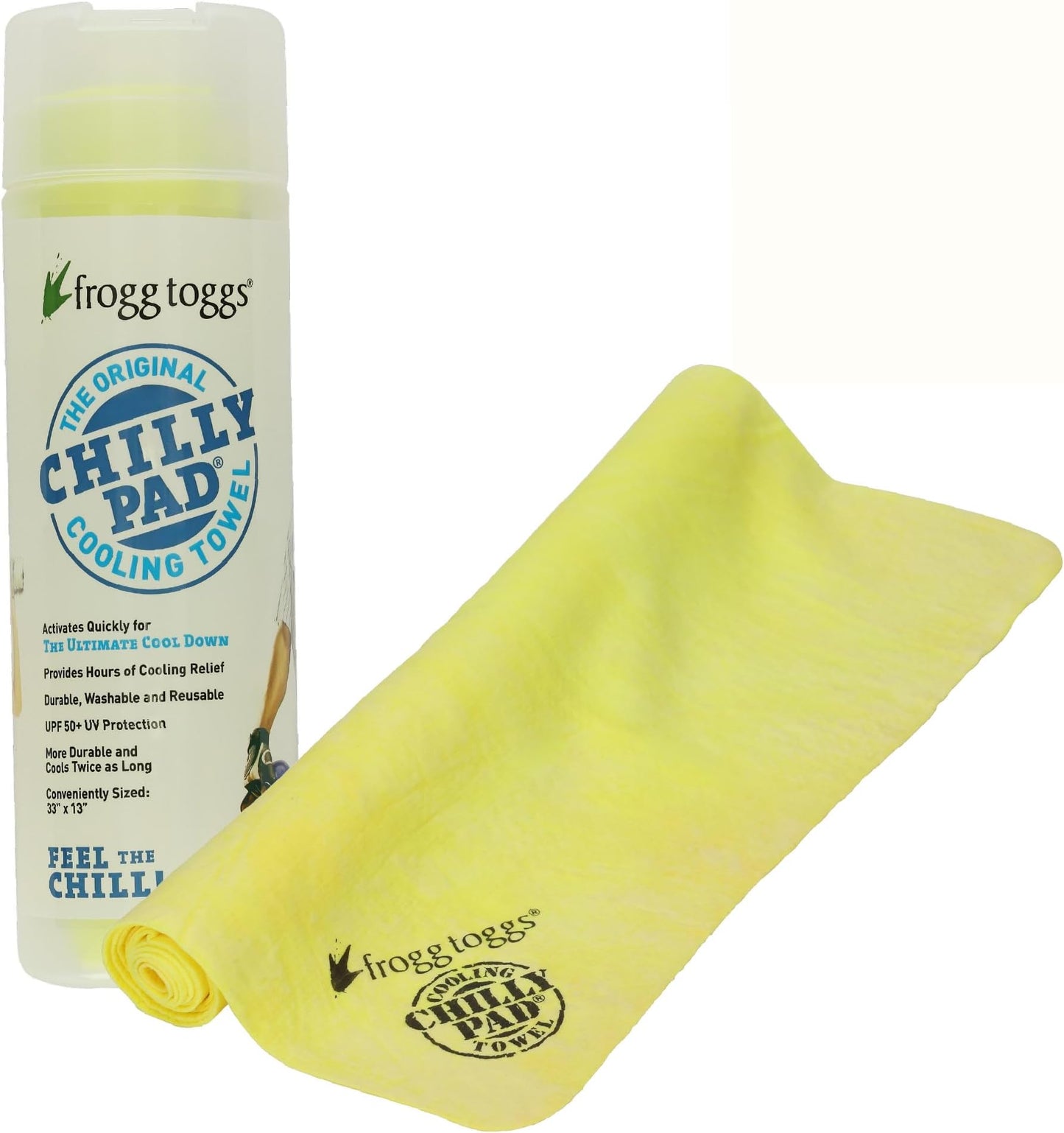 Frogg Toggs Chilly Pad, Instant Cooling Towel, Long Lasting, Reusable, Sports And Outdoors Neck Towel 33x13 - Hivis Yellow