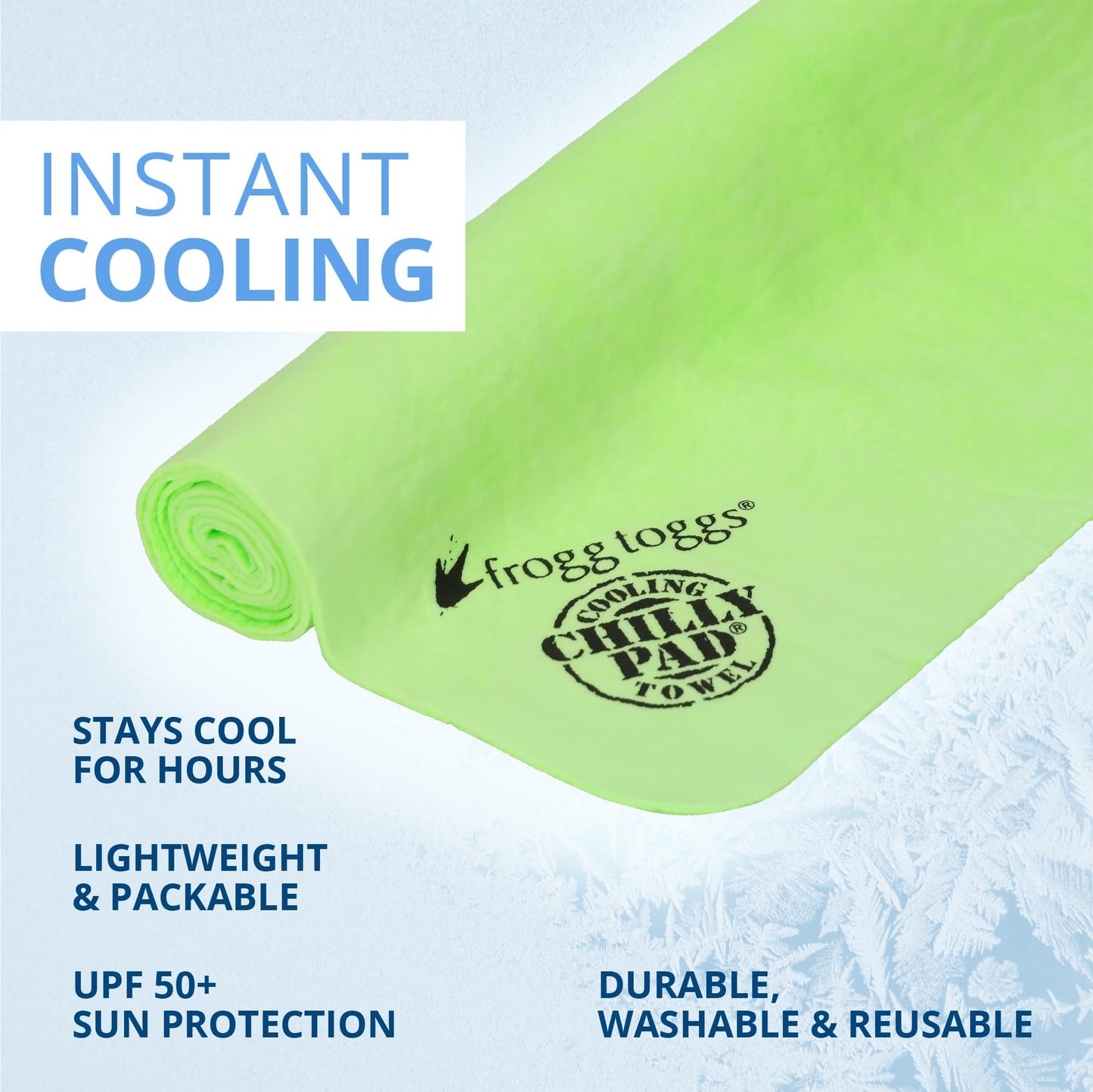 Frogg Toggs Chilly Pad, Instant Cooling Towel, Long Lasting, Reusable, Sports And Outdoors Neck Towel 33x13 - Hivis Lime Green