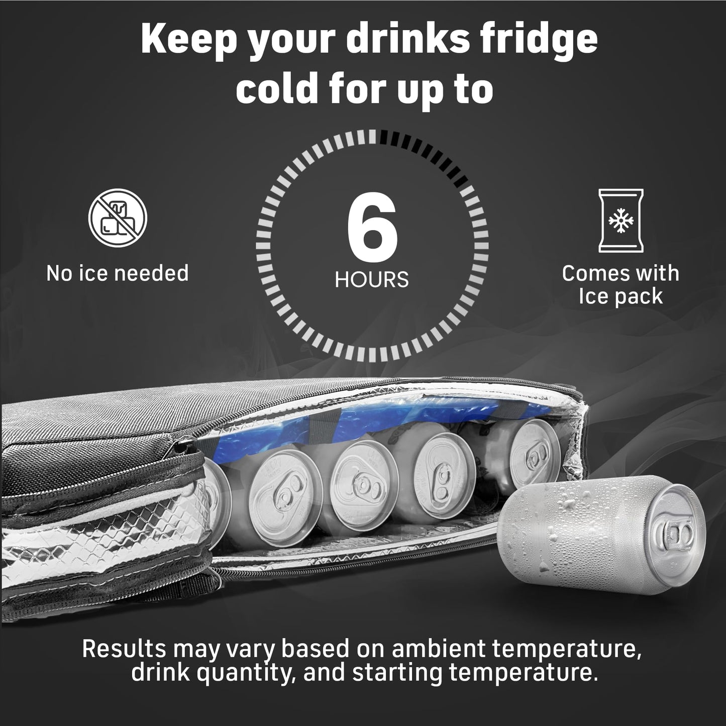Frostbox Golf Bag Cooler With Ice Pack | Insulated 6-Can Beer Sleeve | Stays Cold For Hours Discreet Hidden Design - Fits In Golf Bag - Gray & Black