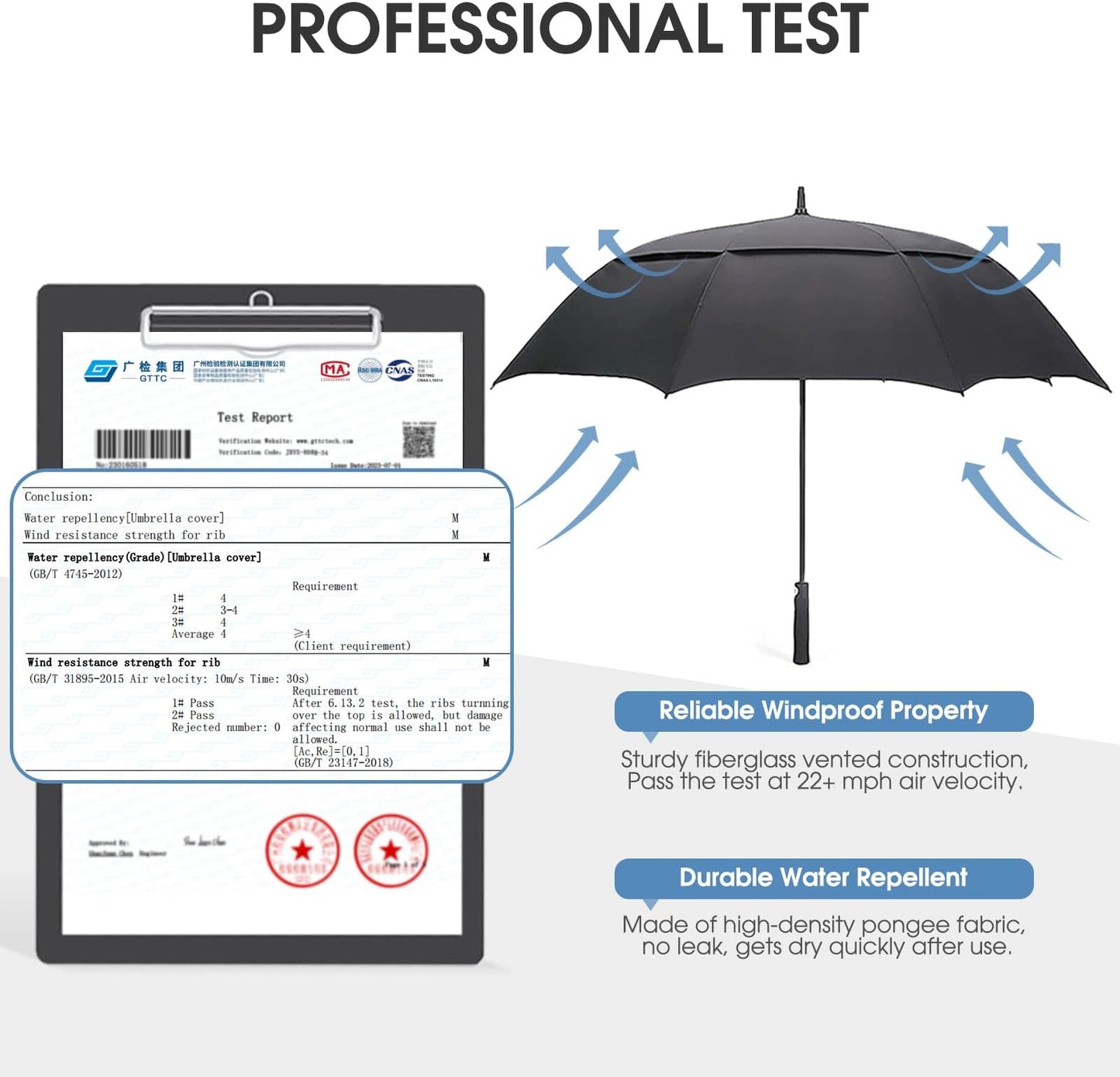 G4free 47/54/62/68/72 Inch Golf Umbrella Windproof Auto Open Large Umbrella | Oversized Stick Umbrella, Extra Large, Vented Double Canopy, Waterproof 210t Pongee Fabric, Fiberglass Frame, Eva Foam Handle - Black