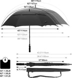G4free 47/54/62/68/72 Inch Golf Umbrella Windproof Auto Open Large Umbrella | Oversized Stick Umbrella, Extra Large, Vented Double Canopy, Waterproof 210t Pongee Fabric, Fiberglass Frame, Eva Foam Handle - Black