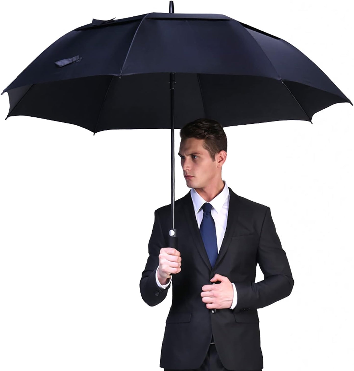 G4free 47/54/62/68/72 Inch Golf Umbrella Windproof Auto Open Large Umbrella | Oversized Stick Umbrella, Extra Large, Vented Double Canopy, Waterproof 210t Pongee Fabric, Fiberglass Frame, Eva Foam Handle - Black