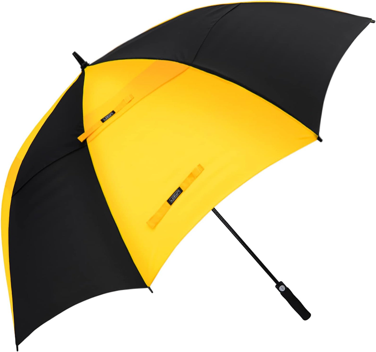 G4free 47/54/62/68/72 Inch Golf Umbrella Windproof Auto Open Large Umbrella | Oversized Stick Umbrella, Extra Large, Vented Double Canopy, Waterproof 210t Pongee Fabric, Fiberglass Frame, Eva Foam Handle - Black/yellow