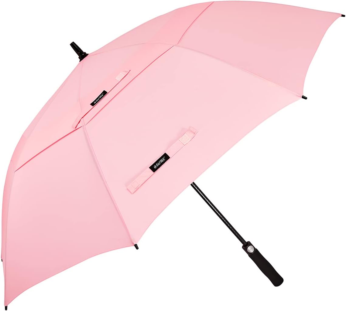 G4free 47/54/62/68/72 Inch Golf Umbrella Windproof Auto Open Large Umbrella | Oversized Stick Umbrella, Extra Large, Vented Double Canopy, Waterproof 210t Pongee Fabric, Fiberglass Frame, Eva Foam Handle - Light Pink
