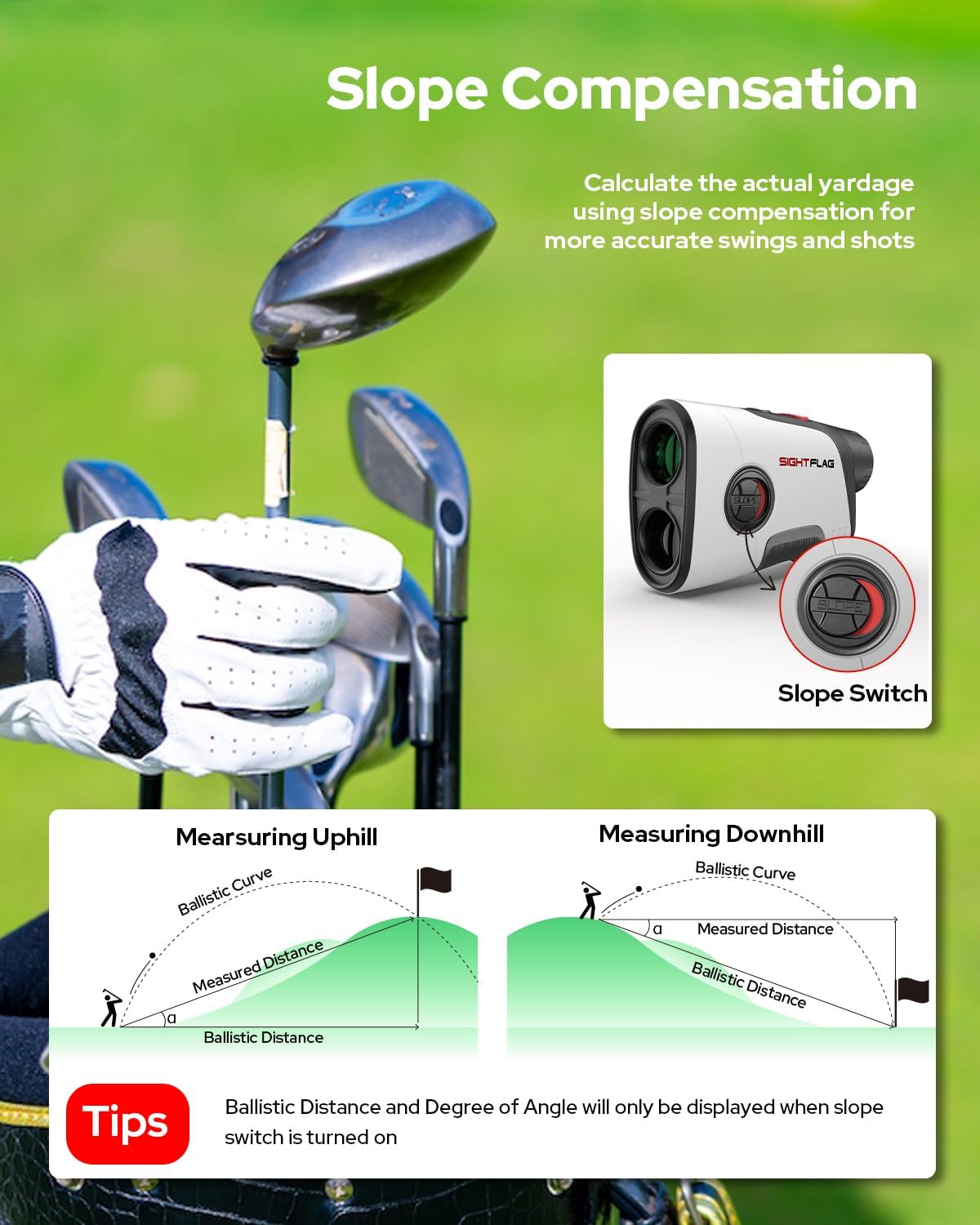 Gf2 Golf Rangefinder With Slope, 1300 Yards Laser Range Finder, 7.5x Magnification, Flag Pole Locking Vibration 0.3 Yard Accuracy, Rechargeable Magnetic Golf Accessories Gift For Men Women - Black