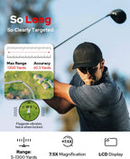 Gf2 Golf Rangefinder With Slope, 1300 Yards Laser Range Finder, 7.5x Magnification, Flag Pole Locking Vibration 0.3 Yard Accuracy, Rechargeable Magnetic Golf Accessories Gift For Men Women - Black