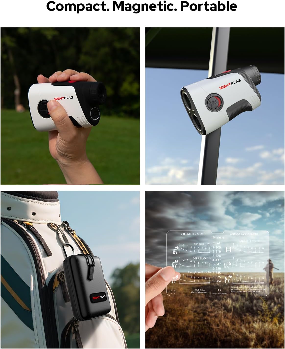 Gf2 Golf Rangefinder With Slope, 1300 Yards Laser Range Finder, 7.5x Magnification, Flag Pole Locking Vibration 0.3 Yard Accuracy, Rechargeable Magnetic Golf Accessories Gift For Men Women - Black