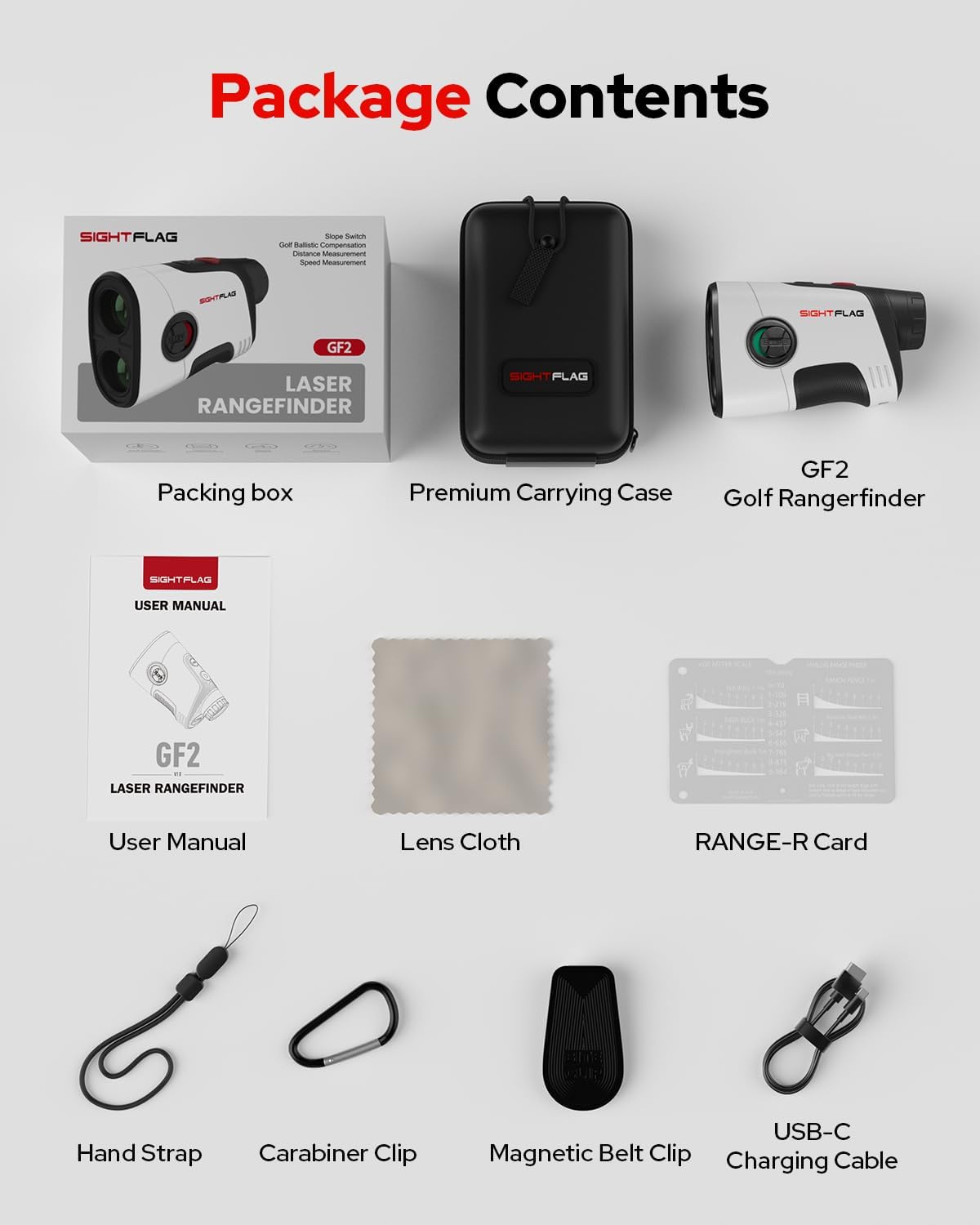 Gf2 Golf Rangefinder With Slope, 1300 Yards Laser Range Finder, 7.5x Magnification, Flag Pole Locking Vibration 0.3 Yard Accuracy, Rechargeable Magnetic Golf Accessories Gift For Men Women - Black