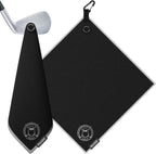 Ghost Golf Magnetic Towel (greenside) - Premium Ultra-Absorbent Microfiber Golf Towel With Magnet For Golf Carts Or Clubs - 18" X 18" Golfing Gear - Waffle Weave Pattern (black) - Black