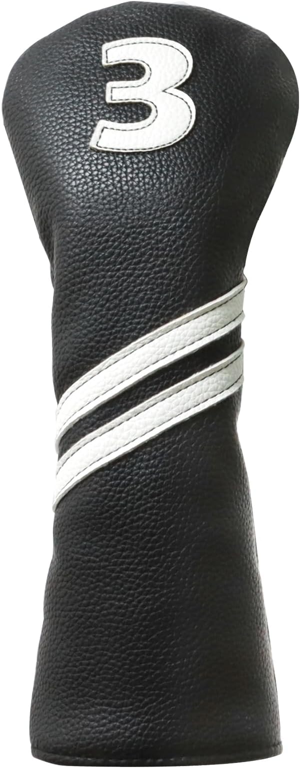 Golf Club Covers,4pcs Or 1pc Golf Headcovers For Woods And Driver Fairway Hybrids Women Men - Premium Pu Leather With Interchangeable Tags & Magnetic Blade And Mallet Putter Covers - 3 Wood Head Cover - Black