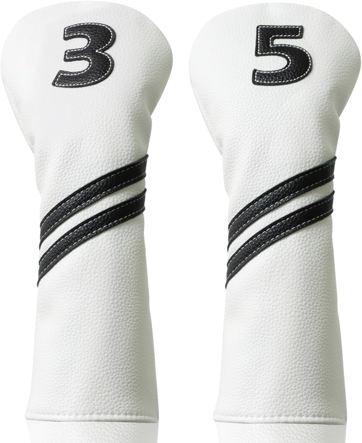 Golf Club Covers,4pcs Or 1pc Golf Headcovers For Woods And Driver Fairway Hybrids Women Men - Premium Pu Leather With Interchangeable Tags & Magnetic Blade And Mallet Putter Covers - 3 5 Wood Head Cover - White