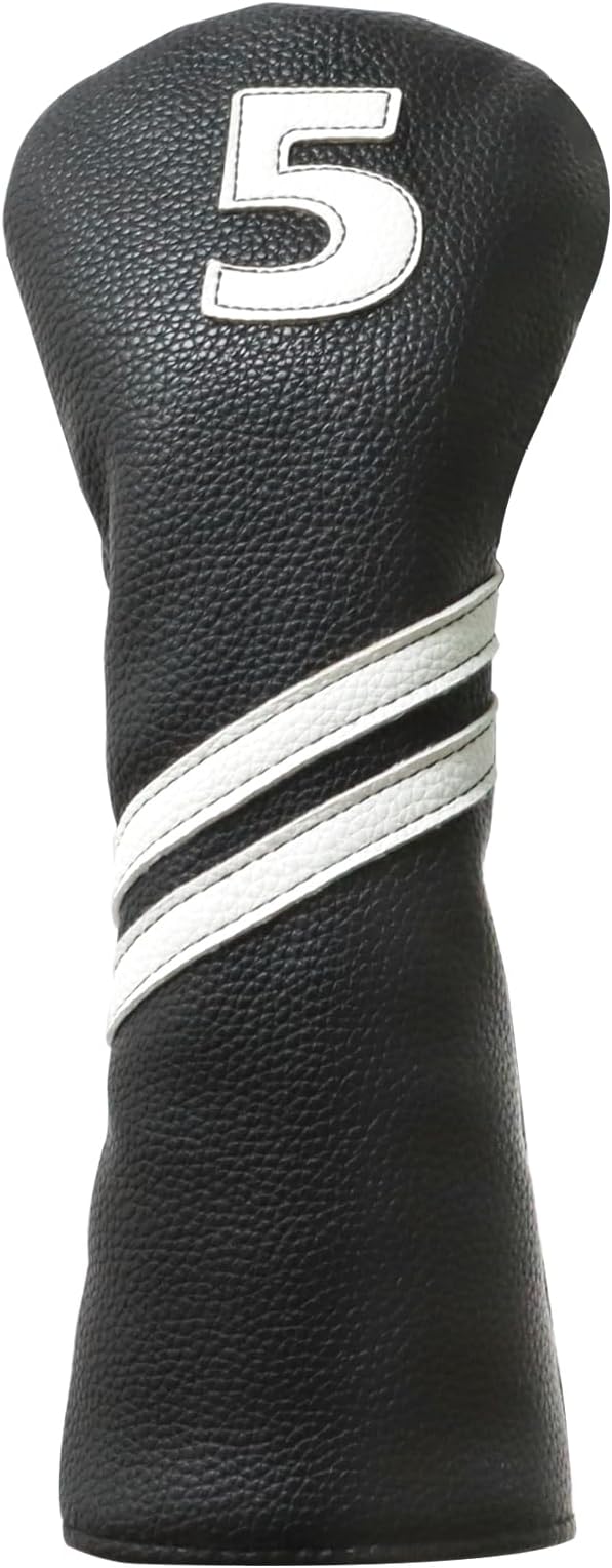 Golf Club Covers,4pcs Or 1pc Golf Headcovers For Woods And Driver Fairway Hybrids Women Men - Premium Pu Leather With Interchangeable Tags & Magnetic Blade And Mallet Putter Covers - 5 Wood Head Cover - Black