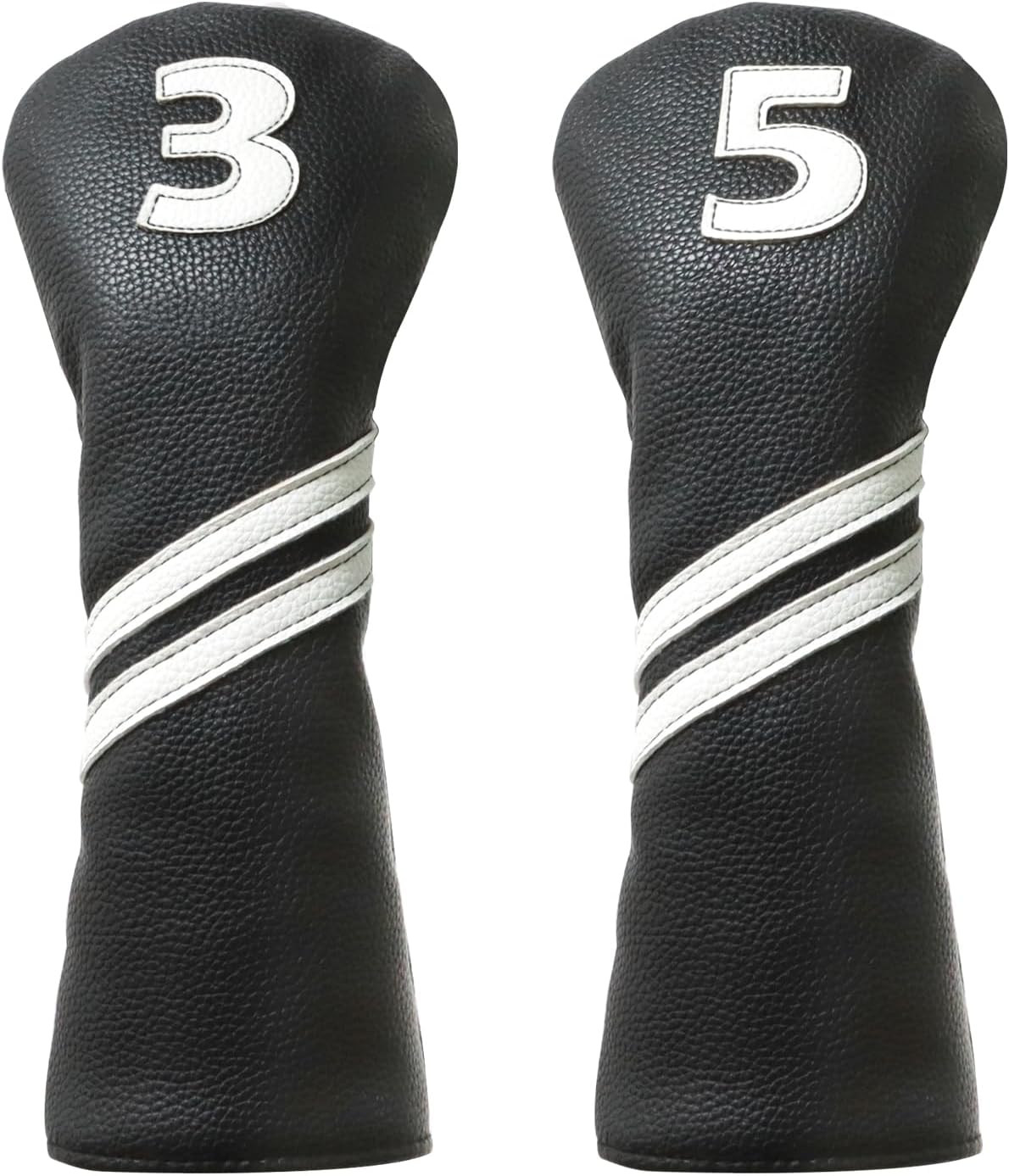 Golf Club Covers,4pcs Or 1pc Golf Headcovers For Woods And Driver Fairway Hybrids Women Men - Premium Pu Leather With Interchangeable Tags & Magnetic Blade And Mallet Putter Covers - 3 5 Wood Head Cover - Black