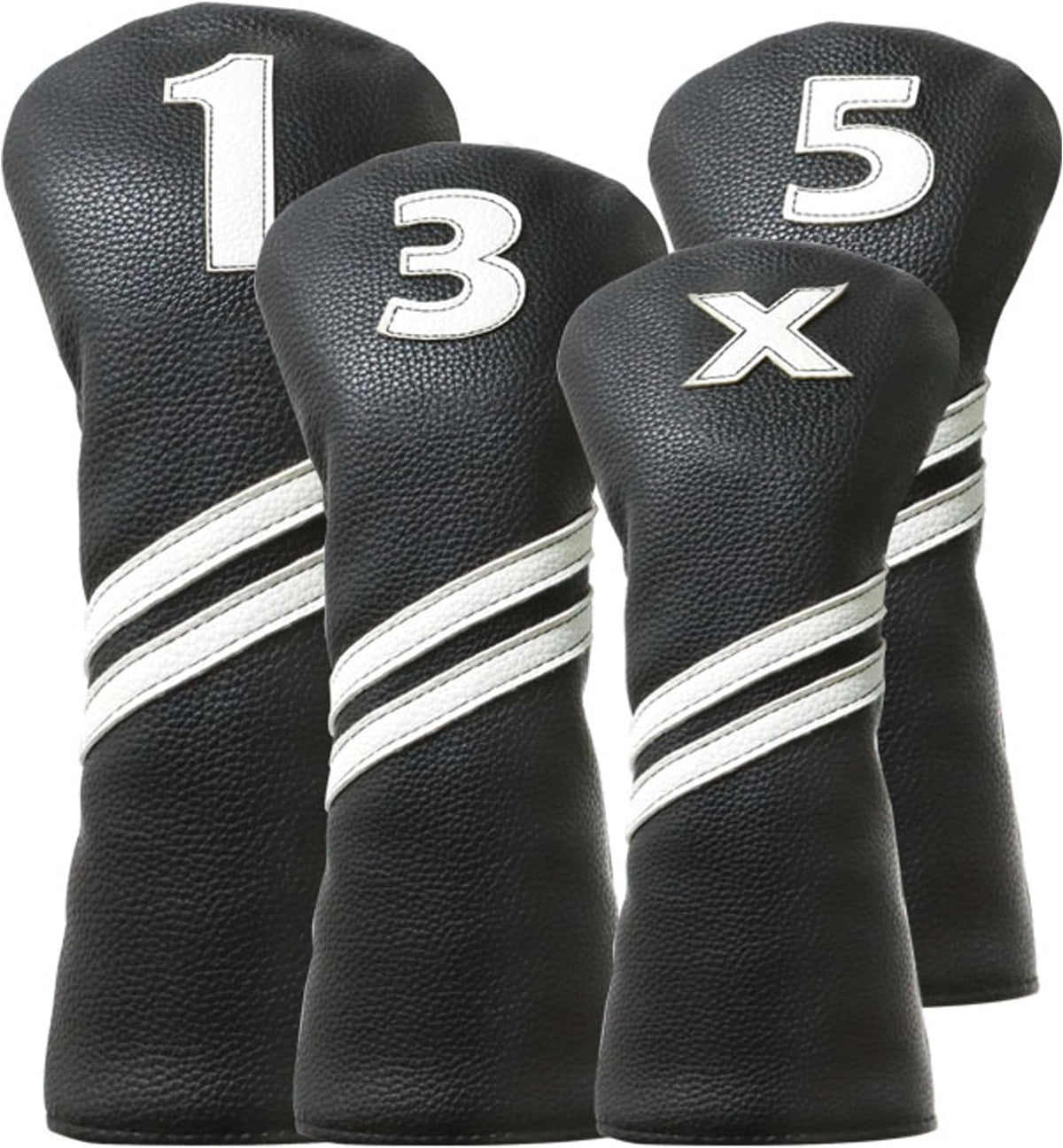 Golf Club Covers,4pcs Or 1pc Golf Headcovers For Woods And Driver Fairway Hybrids Women Men - Premium Pu Leather With Interchangeable Tags & Magnetic Blade And Mallet Putter Covers - Golf Club Covers - 4pcs Black