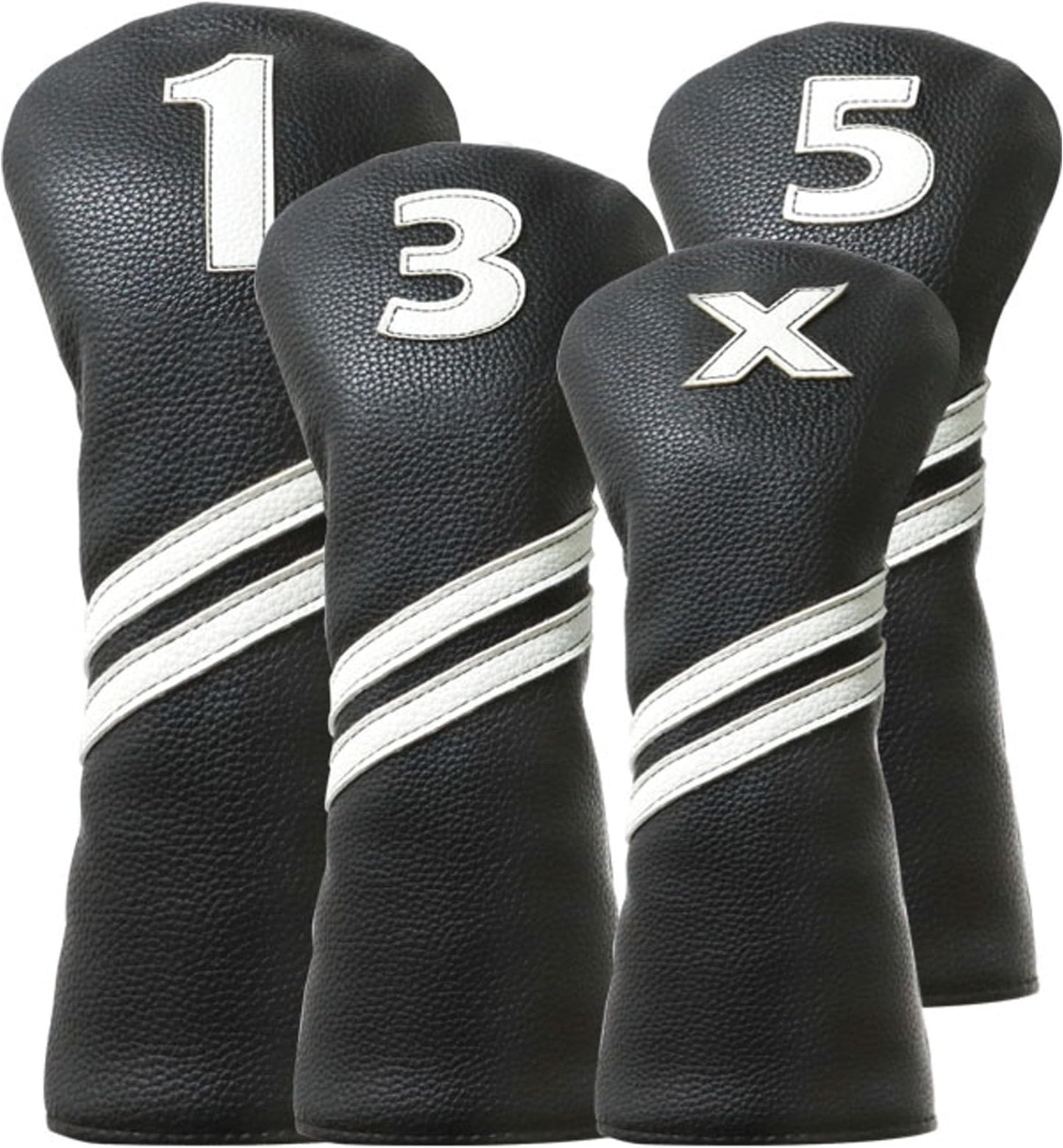 Golf Club Covers,4pcs Or 1pc Golf Headcovers For Woods And Driver Fairway Hybrids Women Men - Premium Pu Leather With Interchangeable Tags & Magnetic Blade And Mallet Putter Covers - Golf Club Covers - 4pcs Black