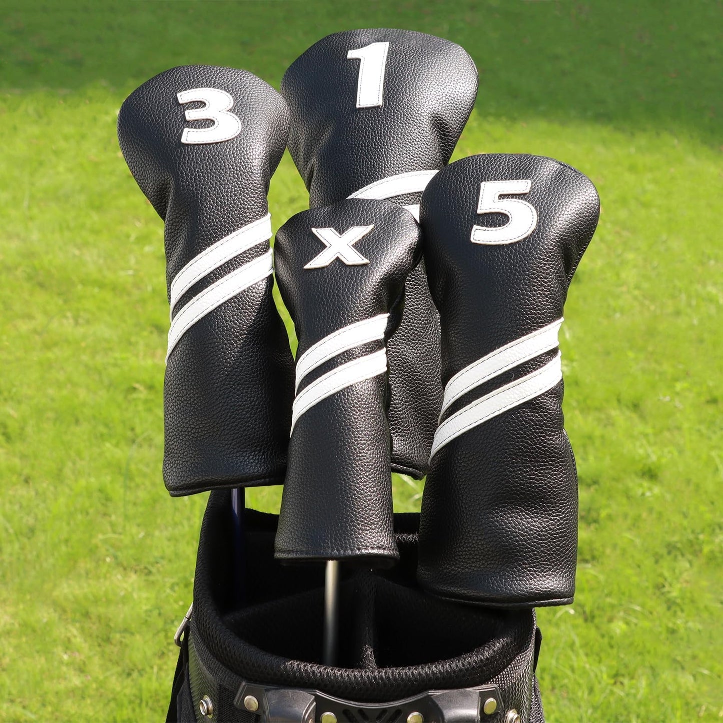 Golf Club Covers,4pcs Or 1pc Golf Headcovers For Woods And Driver Fairway Hybrids Women Men - Premium Pu Leather With Interchangeable Tags & Magnetic Blade And Mallet Putter Covers - Golf Club Covers - 4pcs Black