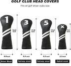 Golf Club Covers,4pcs Or 1pc Golf Headcovers For Woods And Driver Fairway Hybrids Women Men - Premium Pu Leather With Interchangeable Tags & Magnetic Blade And Mallet Putter Covers - Golf Club Covers - 4pcs Black