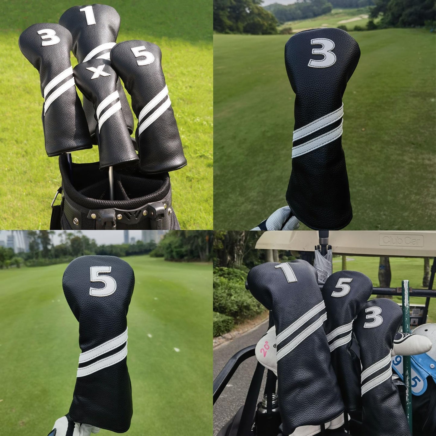 Golf Club Covers,4pcs Or 1pc Golf Headcovers For Woods And Driver Fairway Hybrids Women Men - Premium Pu Leather With Interchangeable Tags & Magnetic Blade And Mallet Putter Covers - Golf Club Covers - 4pcs Black