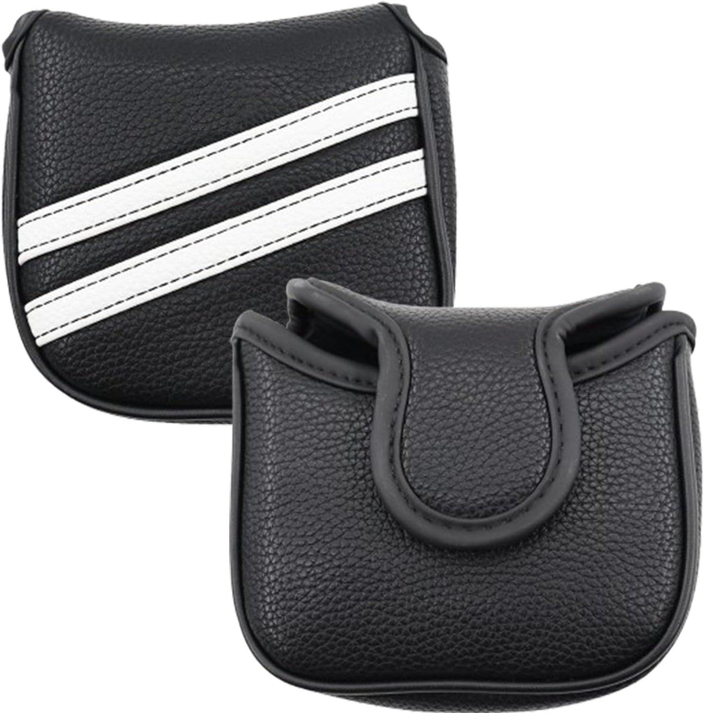 Golf Club Covers,4pcs Or 1pc Golf Headcovers For Woods And Driver Fairway Hybrids Women Men - Premium Pu Leather With Interchangeable Tags & Magnetic Blade And Mallet Putter Covers - Square Putter Cover - Black