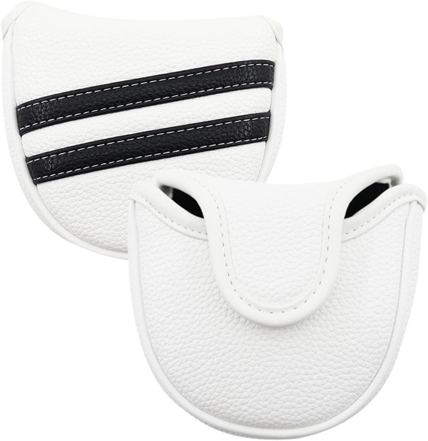 Golf Club Covers,4pcs Or 1pc Golf Headcovers For Woods And Driver Fairway Hybrids Women Men - Premium Pu Leather With Interchangeable Tags & Magnetic Blade And Mallet Putter Covers - Mallet Putter Cover - White