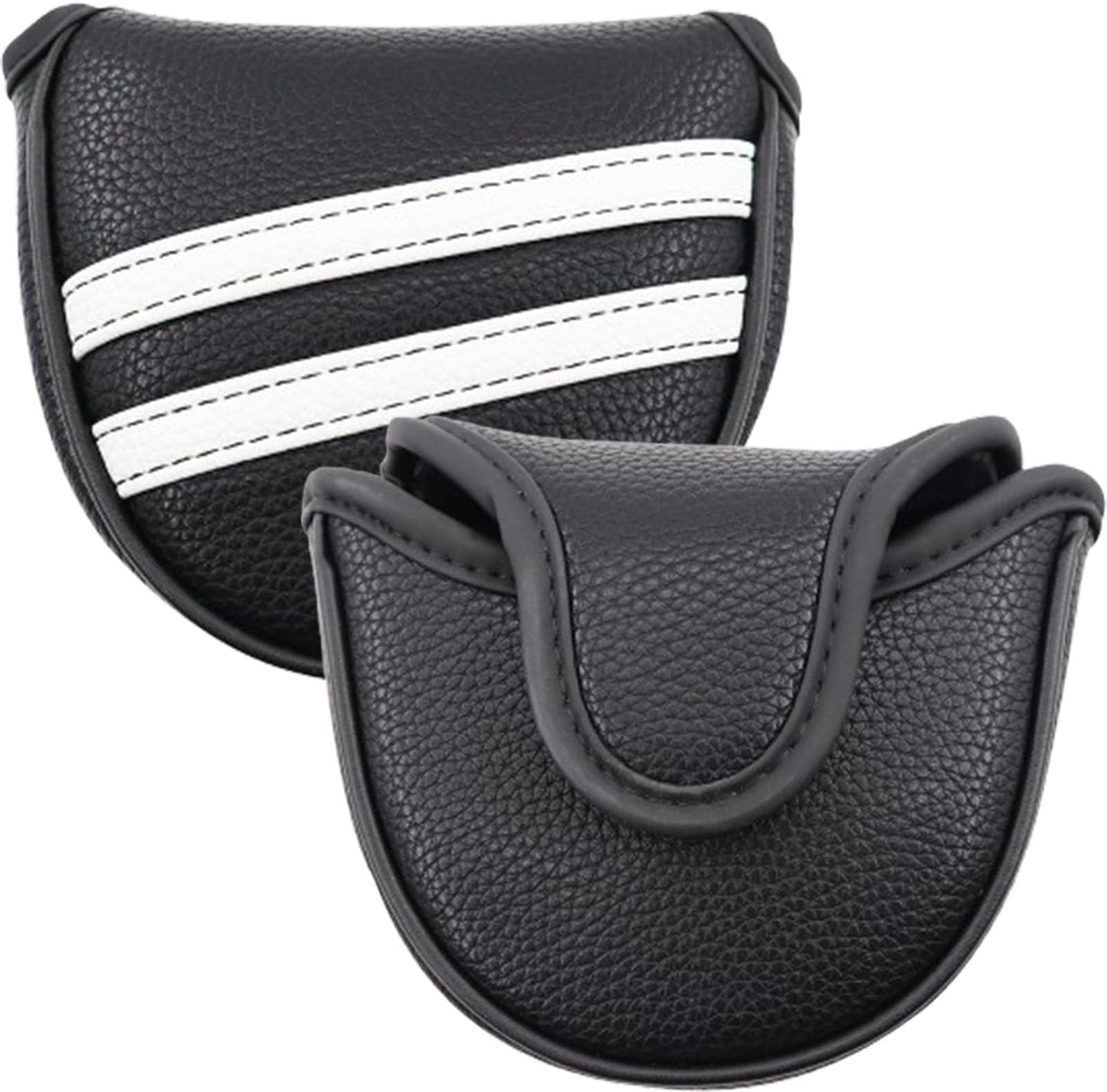 Golf Club Covers,4pcs Or 1pc Golf Headcovers For Woods And Driver Fairway Hybrids Women Men - Premium Pu Leather With Interchangeable Tags & Magnetic Blade And Mallet Putter Covers - Mallet Putter Cover - Black