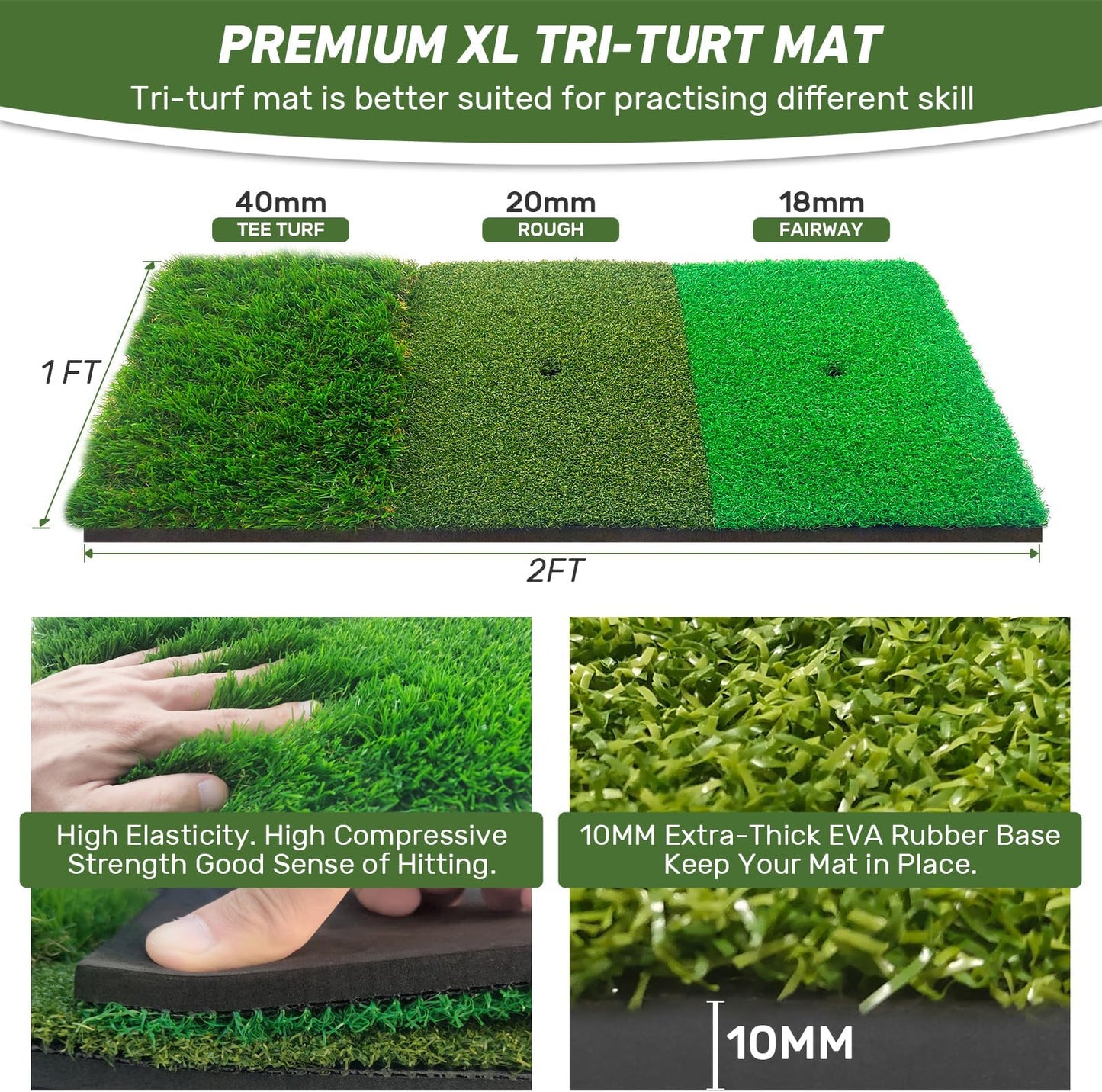 KLAODOT Golf Net with Practice Mat 10x7ft Hitting Net for Backyard Driving