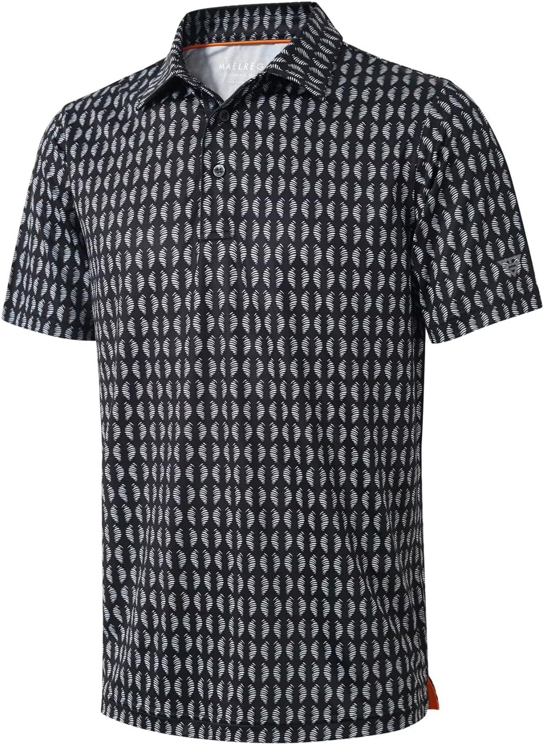 Golf Shirts For Men Dry Fit Short Sleeve Print Performance Moisture Wicking Polo Shirt - Black White Twister