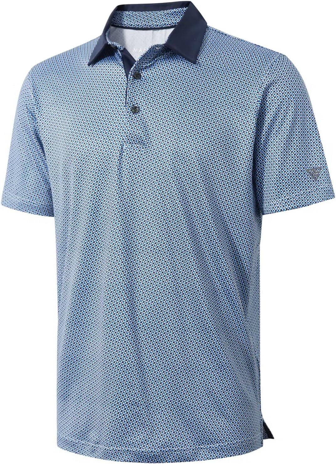 Golf Shirts For Men Dry Fit Short Sleeve Print Performance Moisture Wicking Polo Shirt - Bluish Umbrella