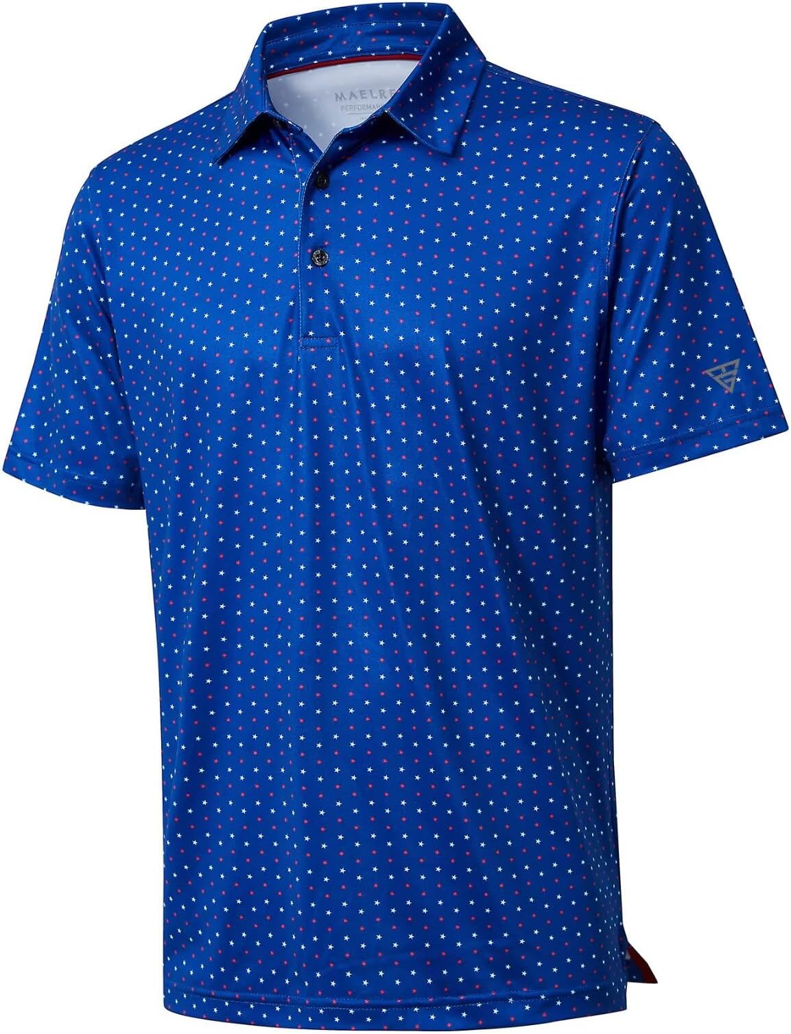 Golf Shirts For Men Dry Fit Short Sleeve Print Performance Moisture Wicking Polo Shirt - Patriotic Star