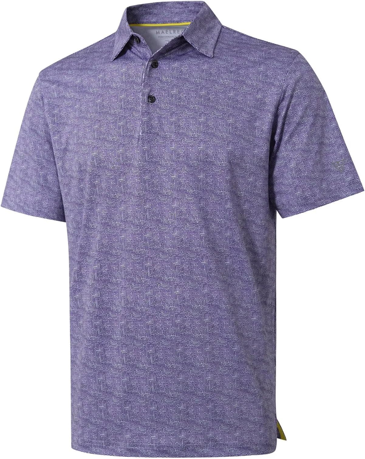 Golf Shirts For Men Dry Fit Short Sleeve Print Performance Moisture Wicking Polo Shirt - Purple Maze