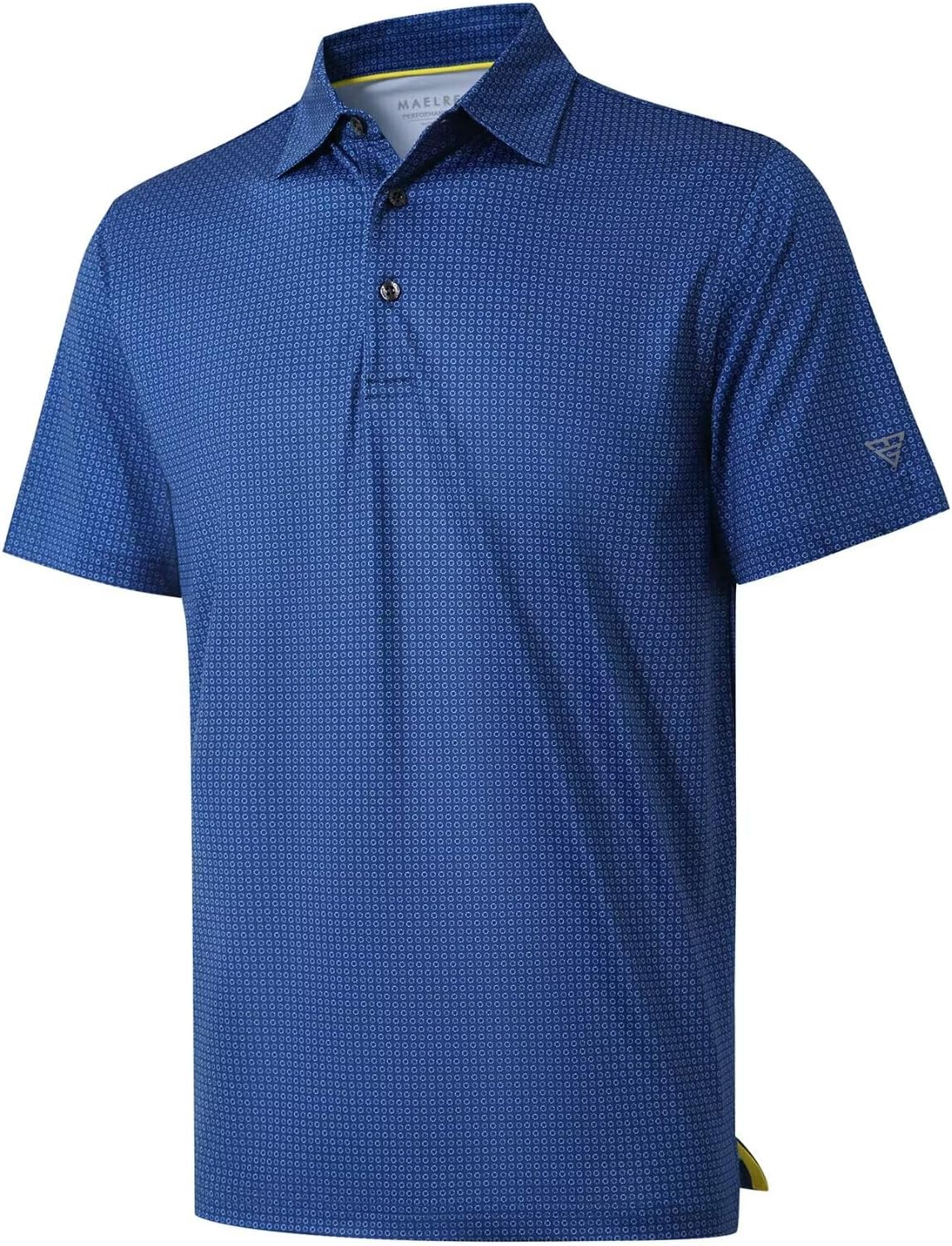 Golf Shirts For Men Dry Fit Short Sleeve Print Performance Moisture Wicking Polo Shirt - Dark Blue Load
