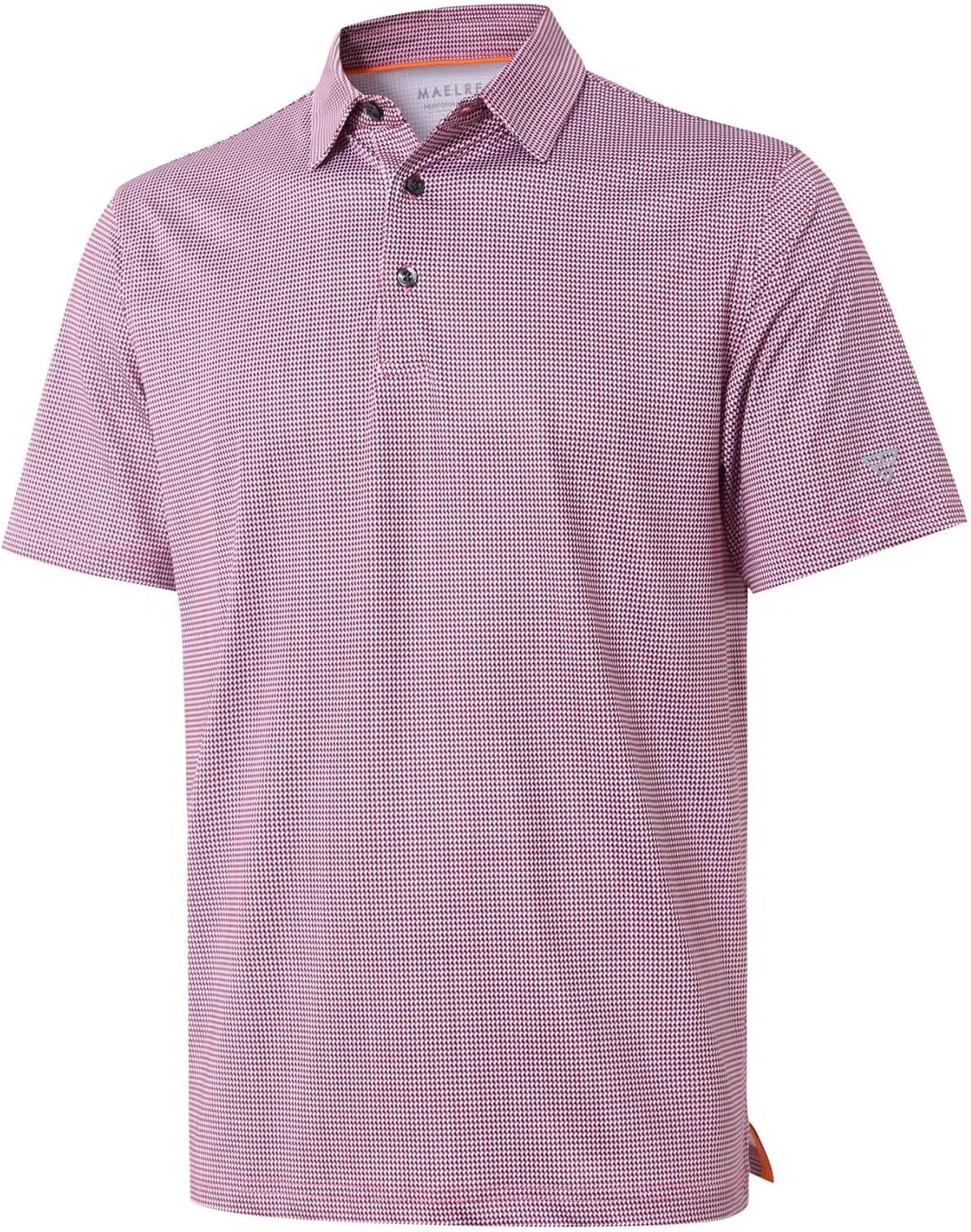 Golf Shirts For Men Dry Fit Short Sleeve Print Performance Moisture Wicking Polo Shirt - Red Puzzle Block