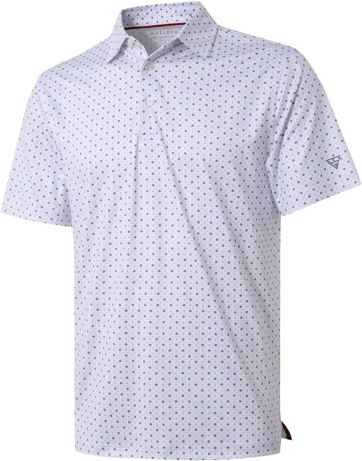 Golf Shirts For Men Dry Fit Short Sleeve Print Performance Moisture Wicking Polo Shirt - White Geo
