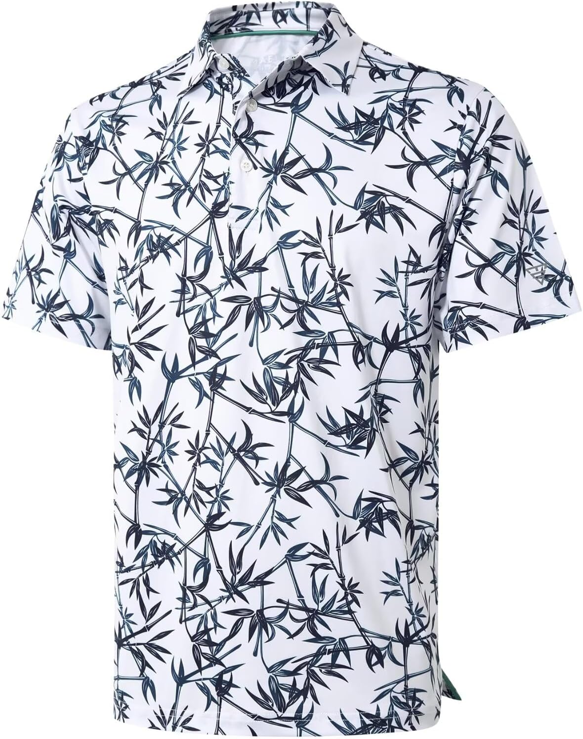 Golf Shirts For Men Dry Fit Short Sleeve Print Performance Moisture Wicking Polo Shirt - Blue Plant