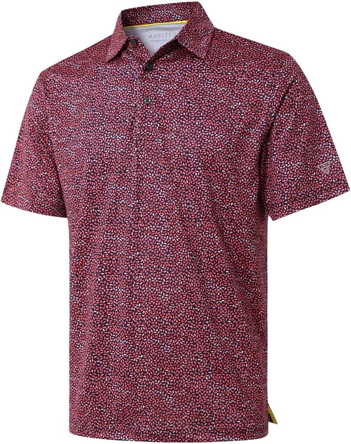 Golf Shirts For Men Dry Fit Short Sleeve Print Performance Moisture Wicking Polo Shirt - Scarlet Oval